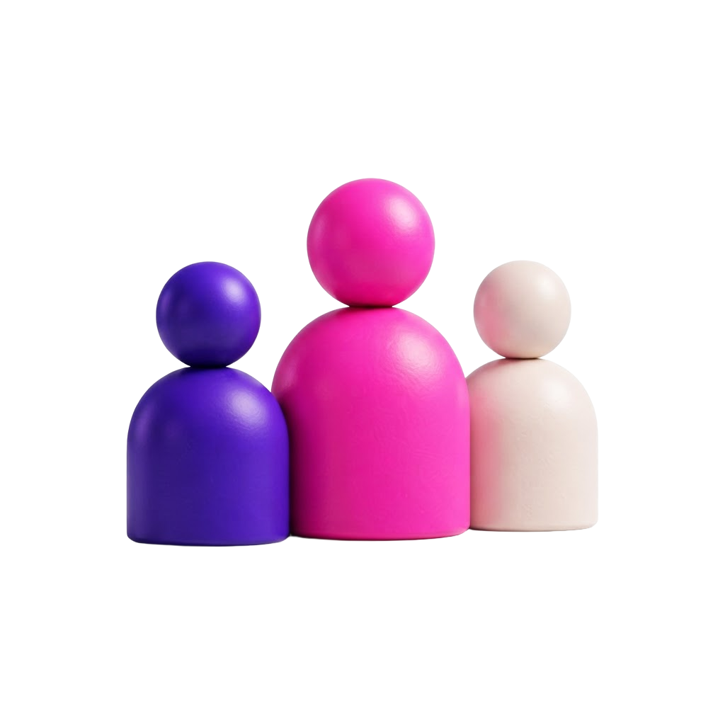 Three connected people figures
