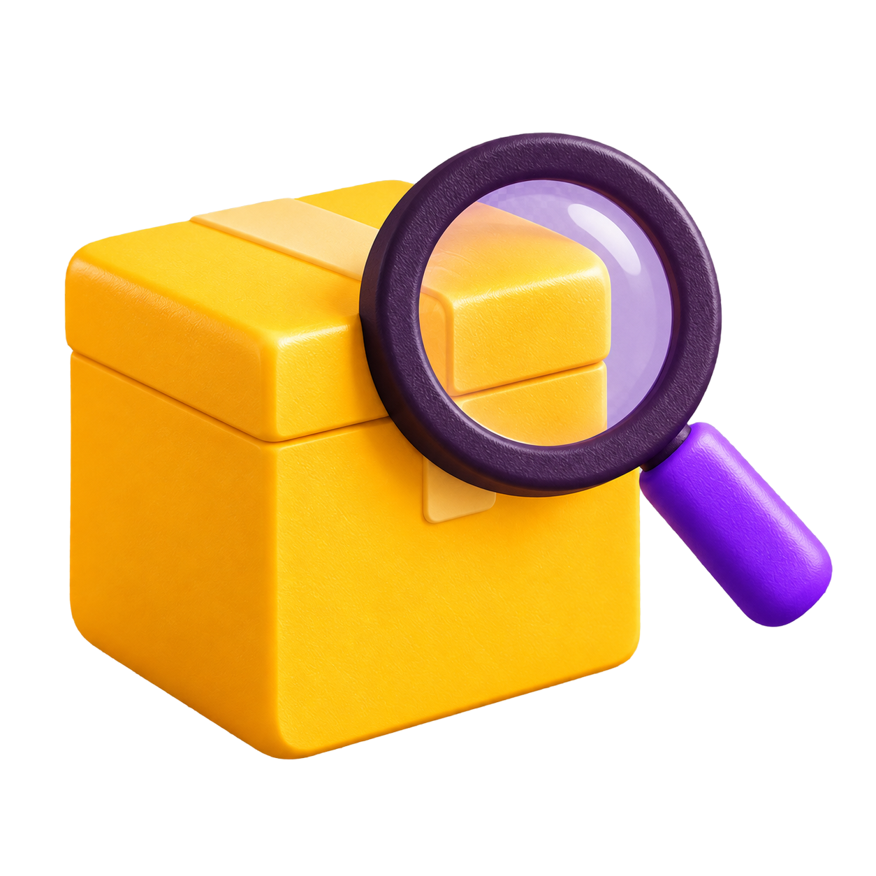 Magnifying glass inspecting a record box